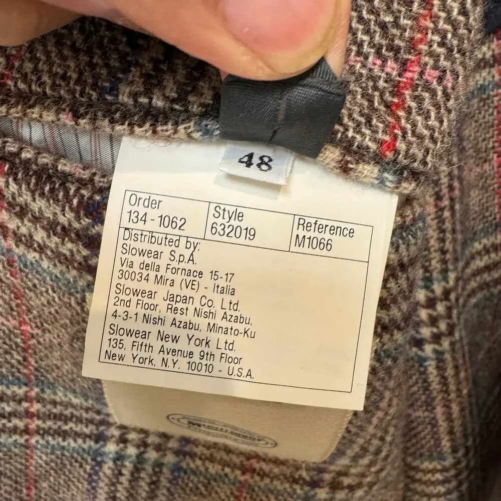 Montedoro Giacco Brown Multicolor Plaid Sport Coat Blazer 48 Glen check Jacket